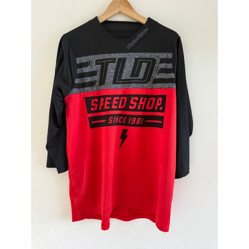 Troy Lee Designs Speed Shop Mens Red Black 3/4 Sleeve MTB Jersey